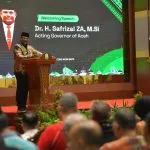 PJ Gubernur Aceh, Safrizal ZA membuka Aceh International Forum (AIF) 2024, pada peringatan 20 tahun Aceh Pasca Bencana Gempa dan Tsunami. Poto : Humas Pemerintahan Aceh.