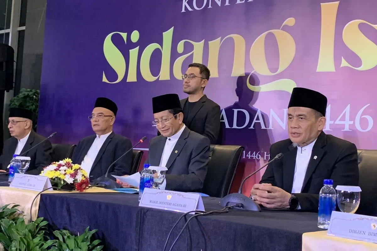 Konferensi Pers Sidang Istbat penetapan awal Ramadhan 1446H oleh Menteri Agama RI Nasaruddin Umar. Poto: Kompas.com
