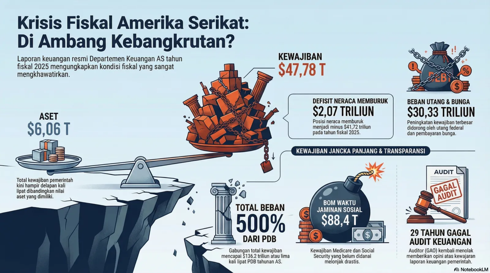 Amerika Serikat Terancam Bangkrut? Ini Ringkasan Kondisi Keuangannya