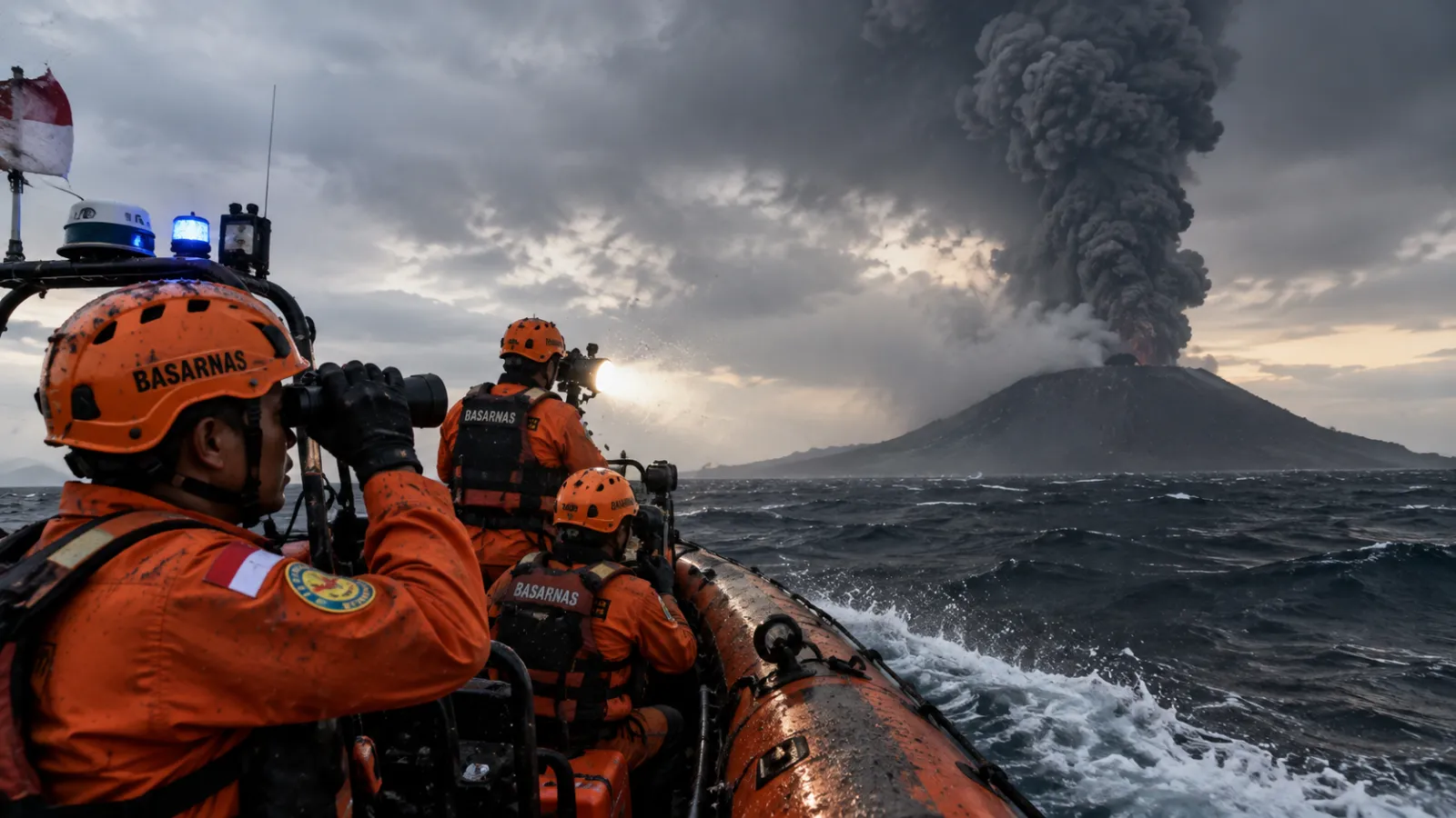 Tim SAR Gabungan Sisir Selat Sunda Cari 5 Jurnalis Hilang Kontak Saat Liput Erupsi Anak Krakatau