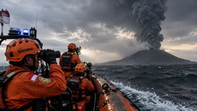 Tim SAR Gabungan Sisir Selat Sunda Cari 5 Jurnalis Hilang Kontak Saat Liput Erupsi Anak Krakatau