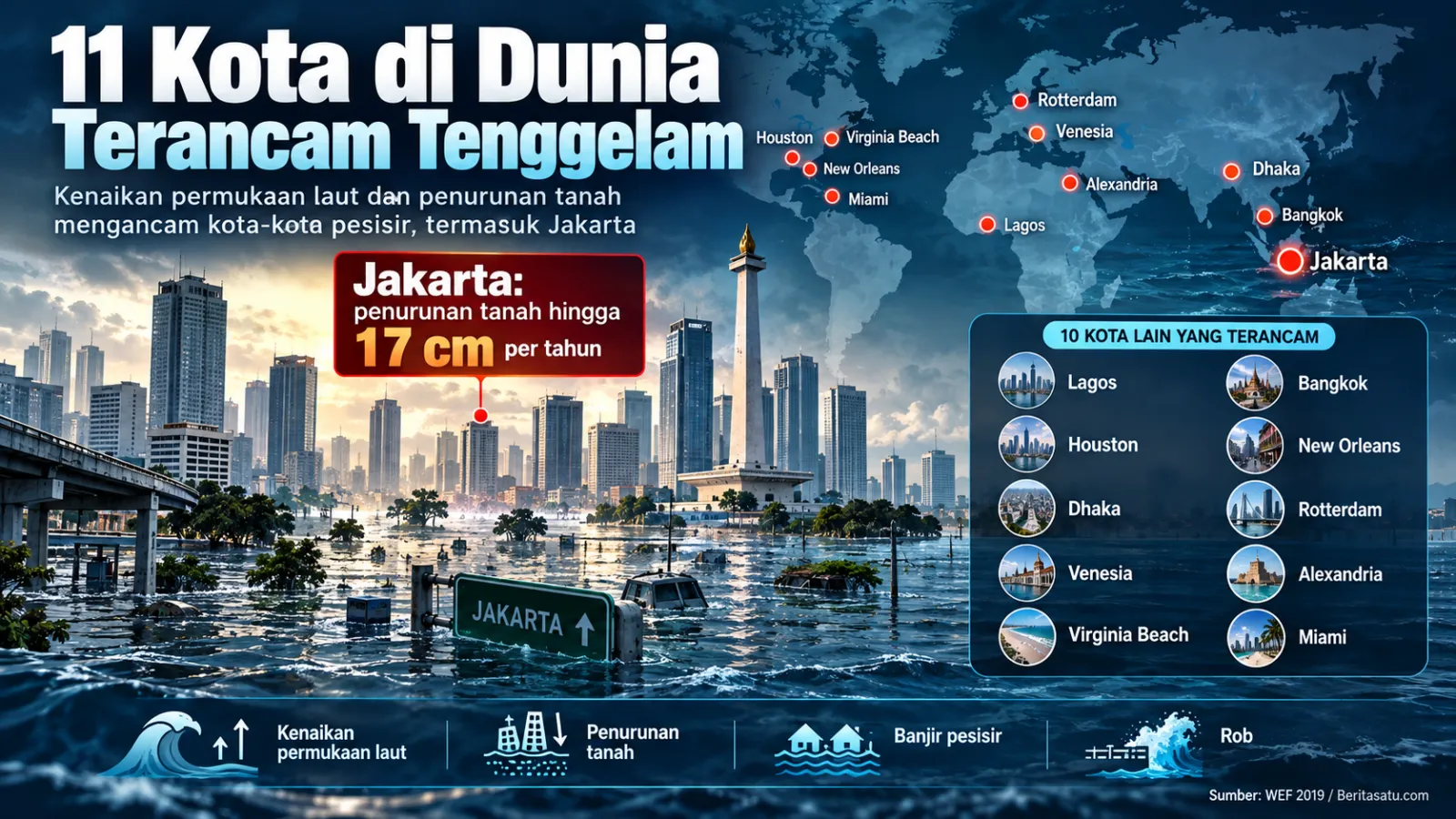 11 Kota di Dunia Terancam Tenggelam, Termasuk Jakarta